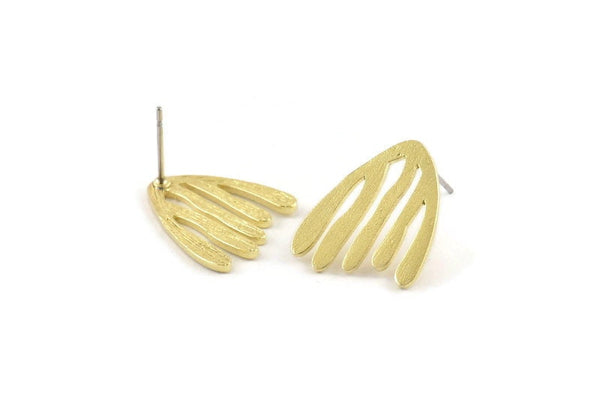 Earring Studs, 4 Raw Brass -  Stud Earrings - Brass Earrings - Earrings (18x15x1.2mm) N1447