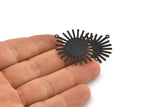 Black Sun Charm, 6 Oxidized Black Brass Sunshine Pendants With 2 Loops, Connectors, Findings (36x30x0.50mm) A1518 H0564