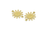 Brass Sun Charm, 50 Raw Brass Sun Connectors With 2 Loops, Findings (19x15x0.80mm) M01304