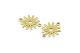 Brass Sun Charm, 50 Raw Brass Sun Connectors With 2 Loops, Findings (19x15x0.80mm) M01306