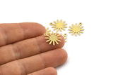 Brass Sun Charm, 24 Textured Raw Brass Sun Charms With 1 Loop, Findings (17x15x0.80mm) M01301