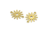 Brass Sun Charm, 24 Textured Raw Brass Sun Connectors With 2 Loops, Findings (19x15x0.80mm) M01302
