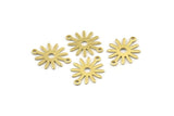 Brass Sun Charm, 24 Textured Raw Brass Sun Connectors With 2 Loops, Findings (19x15x0.80mm) M01302