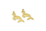 Brass Seal Charm, 50 Raw Brass Seal Charms With 1 Loop (23x10x0.45mm) M01286