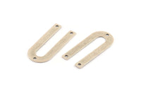 Silver Geometric Charm, 10 Antique Silver Plated Brass U Shaped Pendants With 3 Holes (26x12x0.55mm) E016