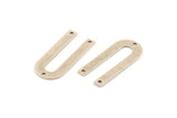 Silver Geometric Charm, 10 Antique Silver Plated Brass U Shaped Pendants With 3 Holes (26x12x0.55mm) E016