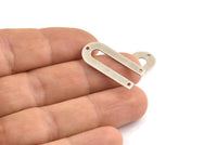 Silver Geometric Charm, 10 Antique Silver Plated Brass U Shaped Pendants With 3 Holes (26x12x0.55mm) E016