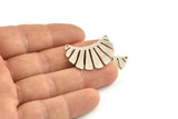 Silver Fringed Pendant, 4 Antique Silver Plated Brass Fringed Charms With 2 Holes, Findings (30x17x0.80mm) D1384