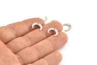 Silver Moon Charms, 50 Antique Silver Plated Crescent Moon Charms With 1 Hole (9.5x11x3x0.80mm) E070