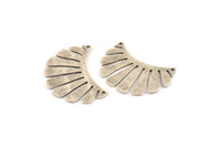 Silver Fringed Pendant, 4 Textured Antique Silver Plated Brass Fringed Charms With 2 Holes, Findings (30x17x0.80mm) D1540