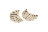 Silver Fringed Pendant, 4 Textured Antique Silver Plated Brass Fringed Charms With 2 Holes, Findings (30x17x0.80mm) D1540