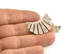 Silver Fringed Pendant, 4 Textured Antique Silver Plated Brass Fringed Charms With 2 Holes, Findings (30x17x0.80mm) D1540
