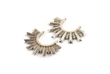 Silver Sun Charm, 2 Textured Antique Silver Plated Brass Sun Pendants With 2 Loops (34.5x24x2.2mm) E205 Q0527