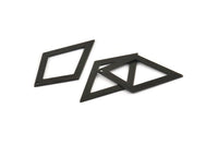Black Diamond Charm, 6 Oxidized Black Brass Rhombus Charms With 1 Hole, Findings (41x25x1mm) D930
