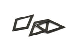 Black Diamond Charm, 6 Oxidized Black Brass Rhombus Charms With 1 Hole, Findings (41x25x1mm) D930
