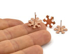 Rose Gold Snowflake Earring, 4 Rose Gold Plated Brass Snowflake Stud Earrings (14x1mm) D0600 A1163 Q0672