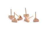 Rose Gold Triangle Earring, 4 Rose Gold Brass Triangle Stud Earrings (7x15mm) D938