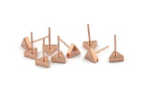 Rose Gold Triangle Earring, 4 Rose Gold Brass Triangle Stud Earrings (7x15mm) D938