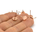 Rose Gold Hexagon Earring, 6 Rose Gold Plated Brass Hexagon Stud Earrings (8mm) D1460