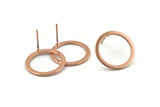 Rose Gold Circle Earring, 4 Rose Gold Plated Brass Circle Stud Earrings (18x0.90mm) D1481 A1425 H0515
