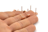 Rose Gold Round Earring, 6 Rose Gold Plated Brass Round Stud Earrings (8mm) D1463