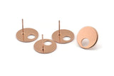 Rose Gold Round Earring, 4 Rose Gold Plated Brass Hoop Stud Earrings (16x1mm) D1076 A1311 Q1007