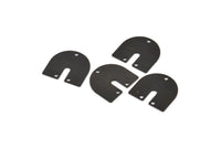Black Geometric Charm, 12 Textured Oxidized Black Brass U Shaped Charms With 3 Holes (16x17x0.50mm) D0586