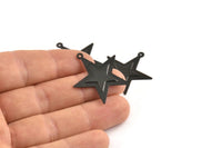 Black Star Charm, 10 Oxidized Black Brass Star Charms with 1 Loop (29x30mm) D0062