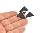 Black Triangle Charm, 12 Oxidized Black Brass Triangle Charms With 1 Hole, Pendants, Findings (23x18x0.80mm) D953