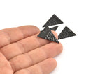 Black Triangle Charm, 12 Oxidized Black Brass Triangle Charms With 1 Hole, Pendants, Findings (23x18x0.80mm) D953