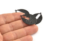 Siyah Oval Charm, 1 Döngülü 6 Oksitlenmiş Siyah Pirinç Dalgalı Oval Charm (21x30x0,60 mm) D1106