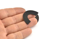 Black Geometric Charm, 4 Textured Oxidized Black Brass Semi Circle Blanks With 3 Holes (34x21x0.80mm) D1367
