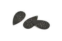 Siyah Damla Tılsımı, 1 Delikli 12 Dokulu Oksitlenmiş Siyah Pirinç Damla Tılsımı, Küpeler, Bulgular (25x13x1mm) D976