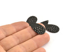 Siyah Damla Tılsımı, 1 Delikli 12 Dokulu Oksitlenmiş Siyah Pirinç Damla Tılsımı, Küpeler, Bulgular (25x13x1mm) D976
