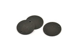 Black Round Tag, 4 Textured Oxidized Black Brass Round Stamping Blanks With 2 Holes (21x1mm) D0760