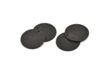 Black Round Tag, 4 Textured Oxidized Black Brass Round Stamping Blanks With 2 Holes (21x1mm) D0760