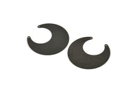 Siyah Ay Tılsımı, 2 Delikli, Bağlantı Parçalı, Bağlantı Parçalı 6 Dokulu Oksitlenmiş Siyah Pirinç Boynuz Tılsımı (30x13,5x0,50 mm) D1107