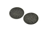 Black Disc Charm, 4 Hammered Oxidized Black Brass Round Connectors With 2 Holes (30x0.70mm) D1028