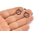 Black Hexagon Charm, 24 Oxidized Black Brass Hexagon Charms With 1 Loop (15x12mm) D0736