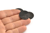 Black Round Charm, 6 Oxidized Black Brass Round Charms With 1 Hole (25x0.80mm) D963