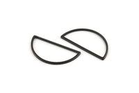 Black Half Moon, 25 Oxidized Black Brass Semi Circle Connectors (14x28x1mm) A1700 Q0703