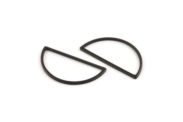 Black Half Moon, 25 Oxidized Black Brass Semi Circle Connectors (14x28x1mm) A1700 Q0703