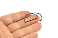 Black Half Moon, 25 Oxidized Black Brass Semi Circle Connectors (14x28x1mm) A1700 Q0703