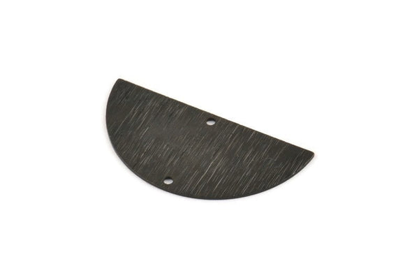Black Half Moon, 4 Textured Oxidized Black Brass Semi Circle Blanks With 2 Holes, Charms, Pendants (36x18x0.60mm) D0665