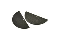 Black Half Moon, 4 Textured Oxidized Black Brass Semi Circle Blanks With 2 Holes, Charms, Pendants (36x18x0.60mm) D0665