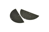 Black Half Moon, 4 Textured Oxidized Black Brass Semi Circle Blanks With 2 Holes, Charms, Pendants (36x18x0.60mm) D0665