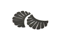 Black Fringed Pendant, 4 Oxidized Black Brass Fringed Charms With 2 Holes, Findings (30x17x0.80mm) D1384