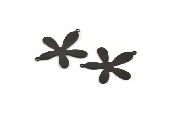 Black Leaf Pendant, 10 Oxidized Black Brass Leaf Pendants With 2 Loops (28x23x0.80mm) D0581 Q0741