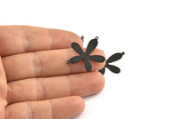 Black Leaf Pendant, 10 Oxidized Black Brass Leaf Pendants With 2 Loops (28x23x0.80mm) D0581 Q0741