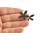 Black Leaf Pendant, 10 Oxidized Black Brass Leaf Pendants With 2 Loops (28x23x0.80mm) D0581 Q0741